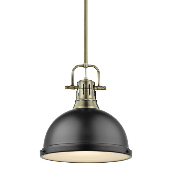 Duncan Aged Brass and Black 14-Inch One-Light Pendant, image 1